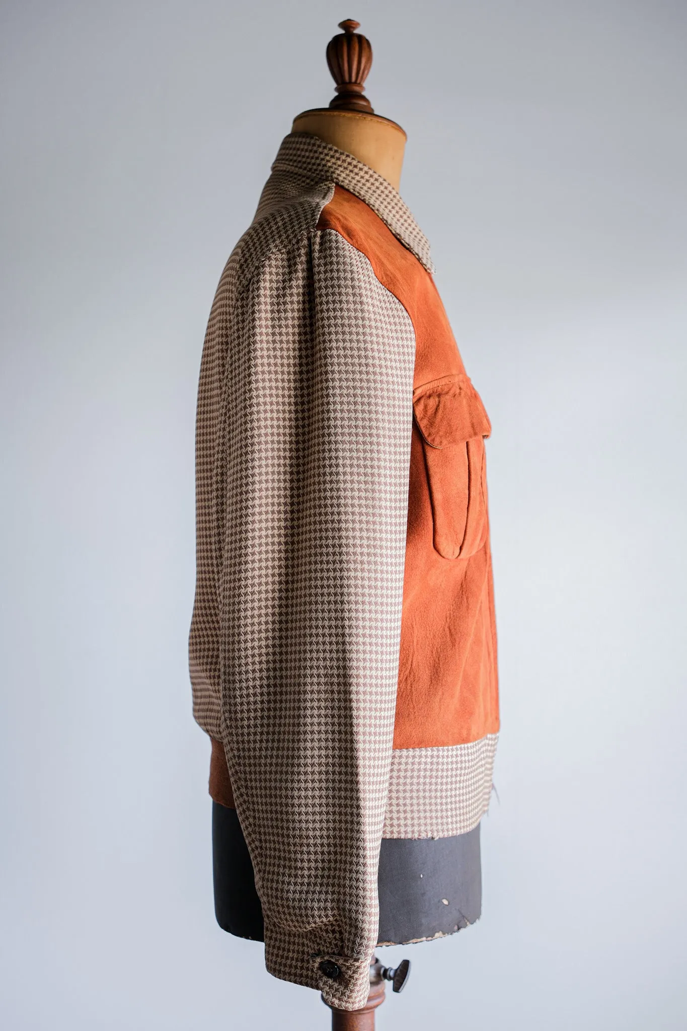[~ 50's] American Vintage 2 Tone Houndstooth Rayon Veste