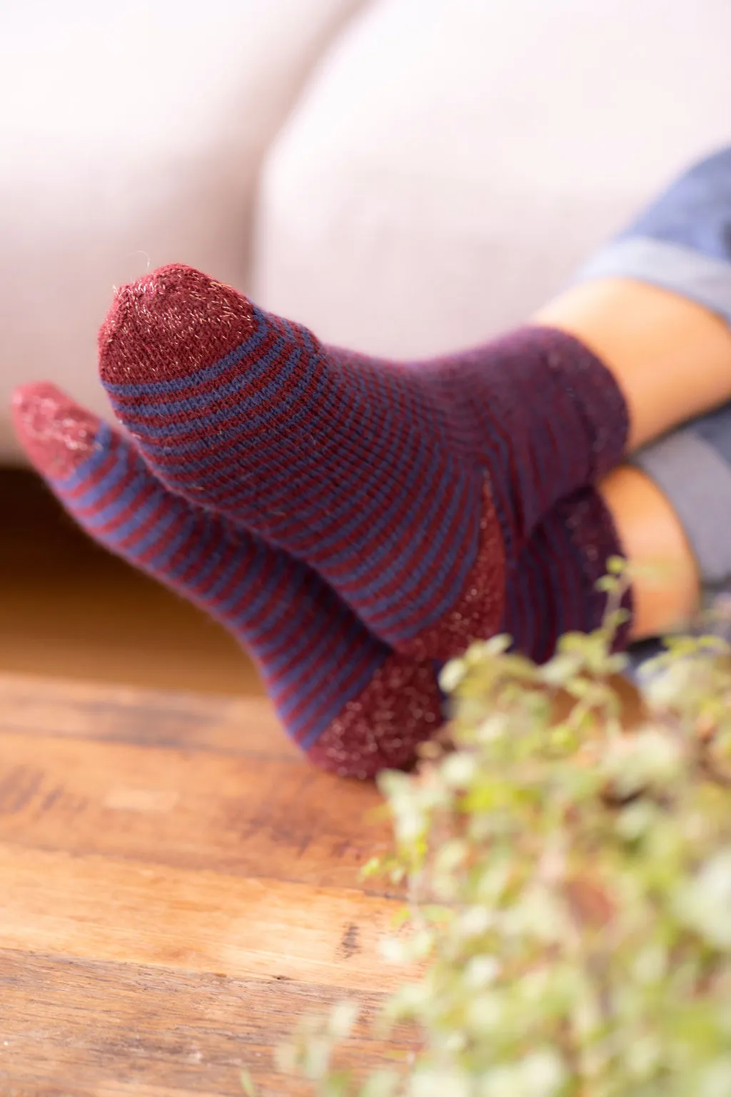 Accessoires Kit Tricot – Chaussettes rayées pailletées
