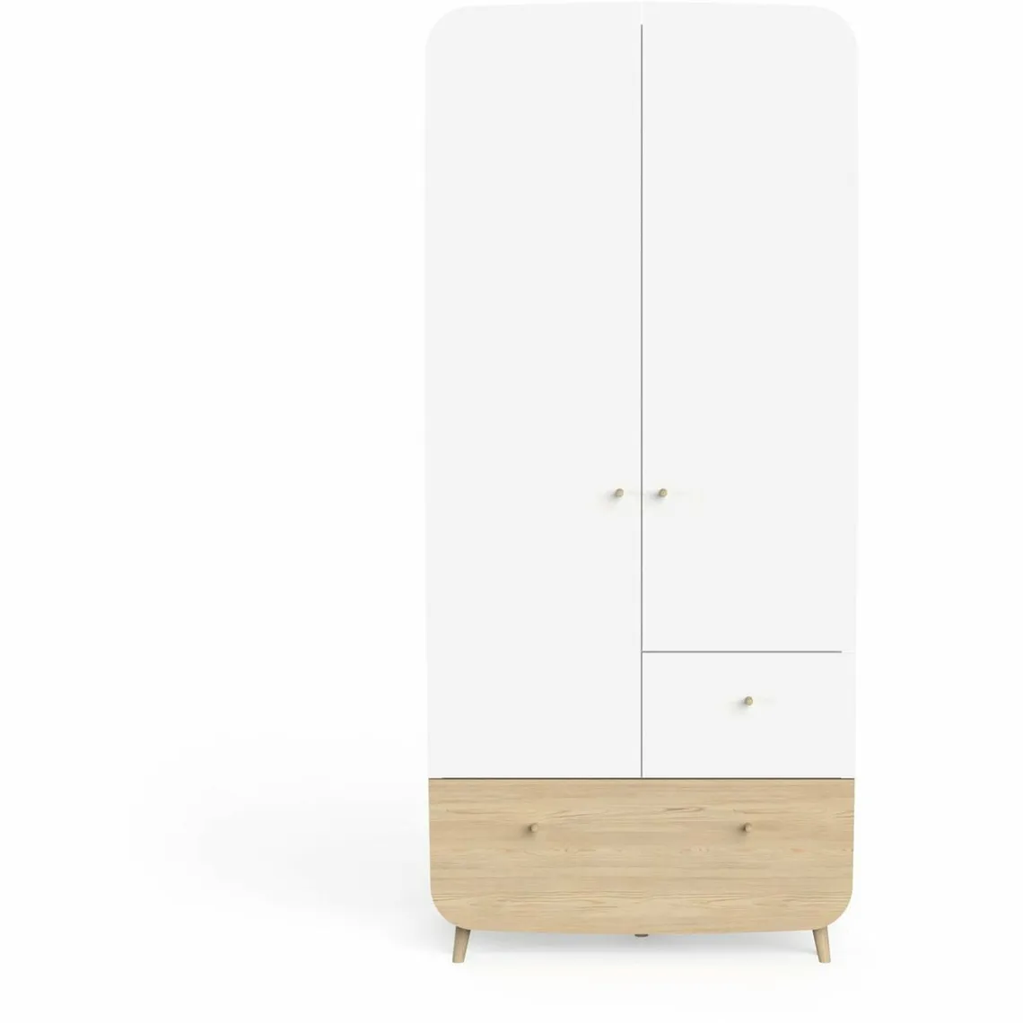Armoire 2 portes FIRMIANA Blanc et pin naturel | 3 Suisses