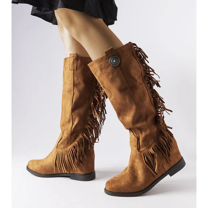 Bottes compensées recouvertes marron de Lecore brun
