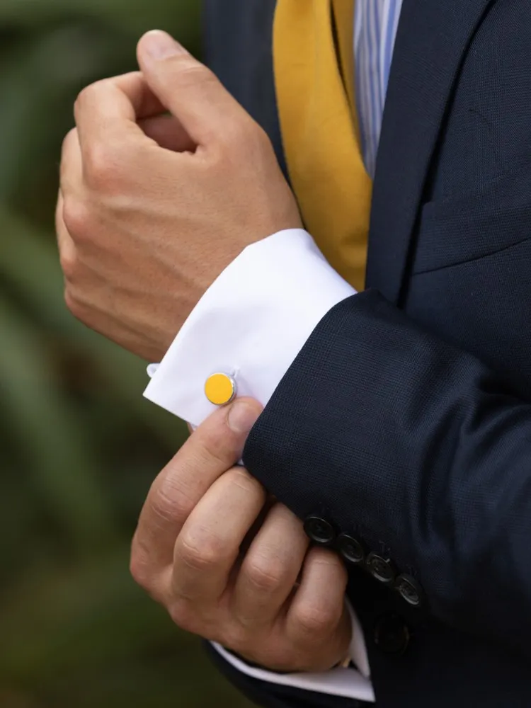 Boutons de manchette ronds jaune mangue Montreux II