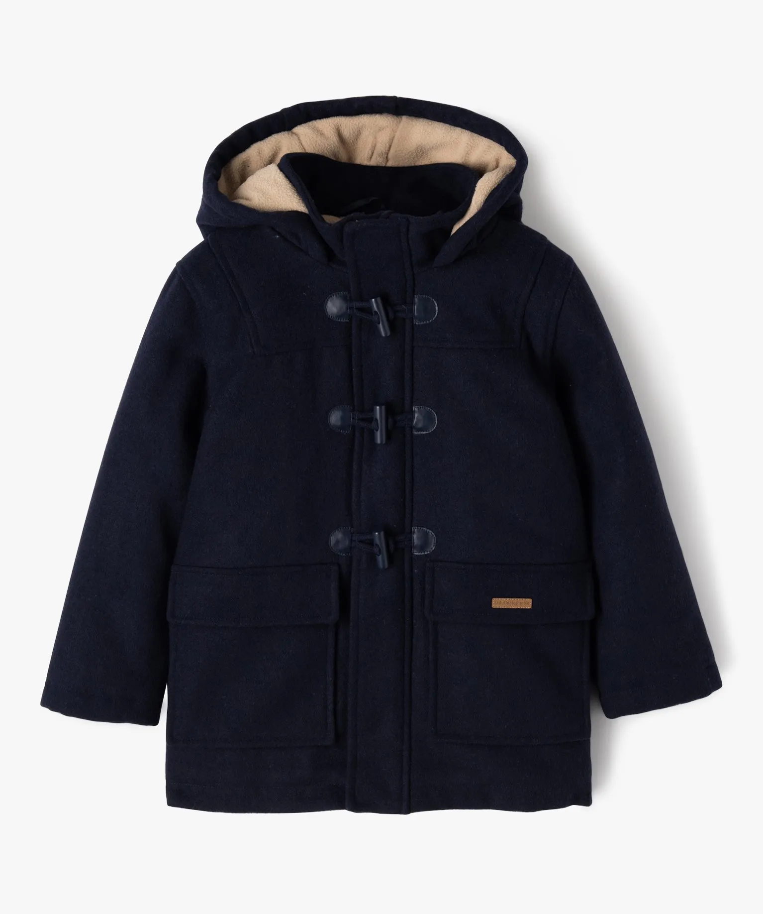 caban en drap de laine a capuche garcon - lulucastagnette bleu vestes manteaux et blousons