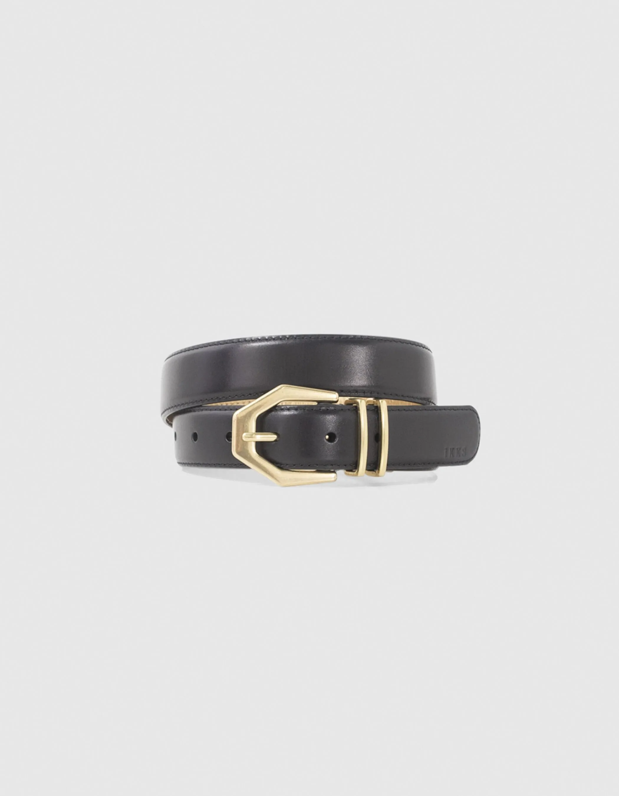 Ceinture noire cuir intérieur doré Femme