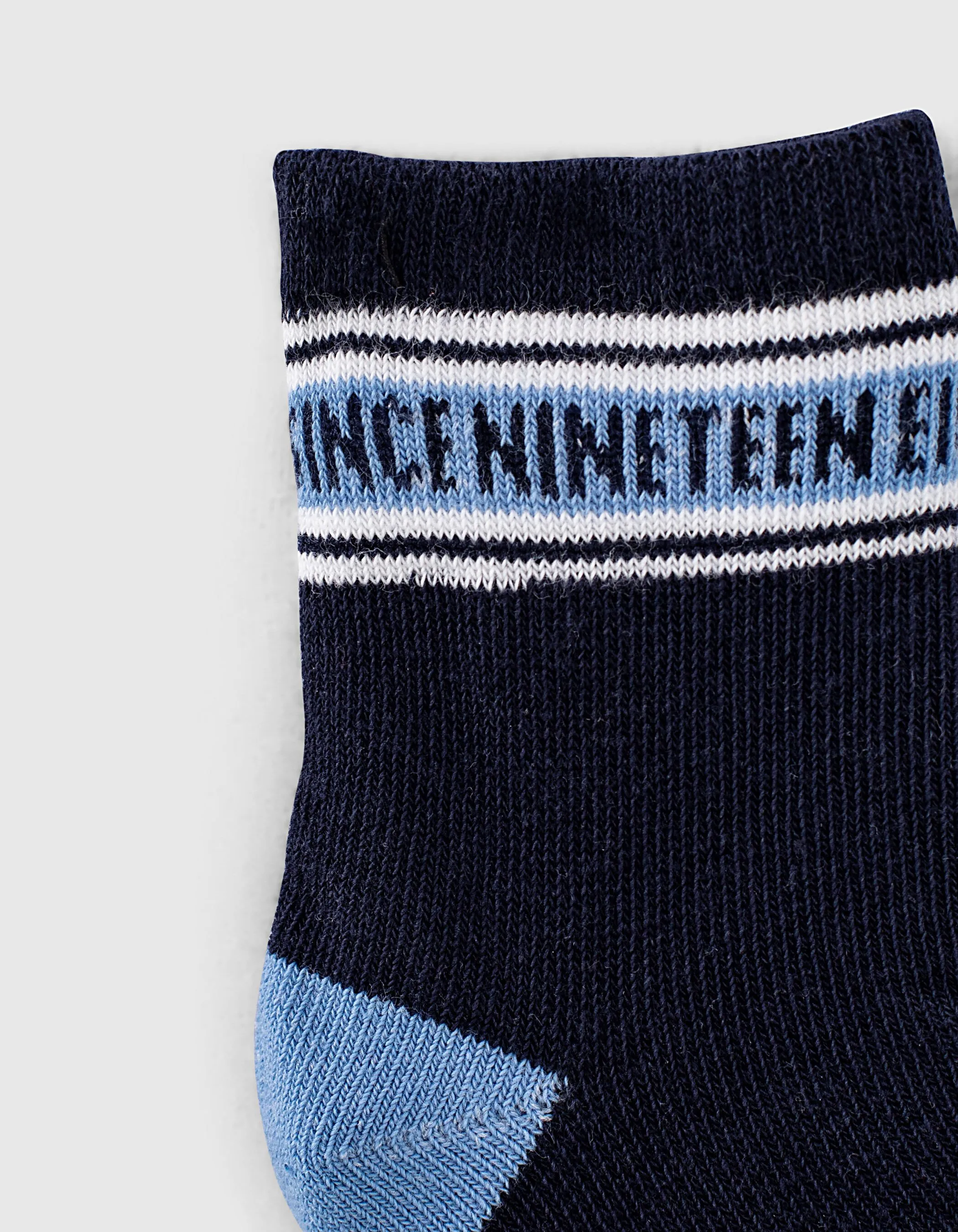 Chaussettes navy, blanc rayé et orange moyen bébé garçon 