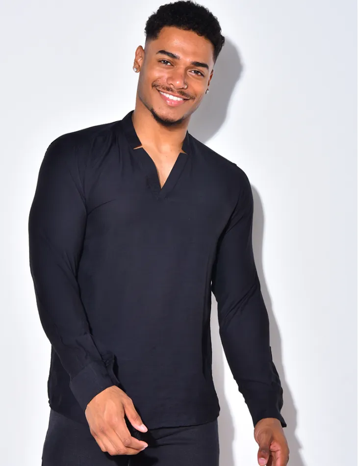 Chemise fin manche longue col V / 46645 - JEANS INDUSTRY