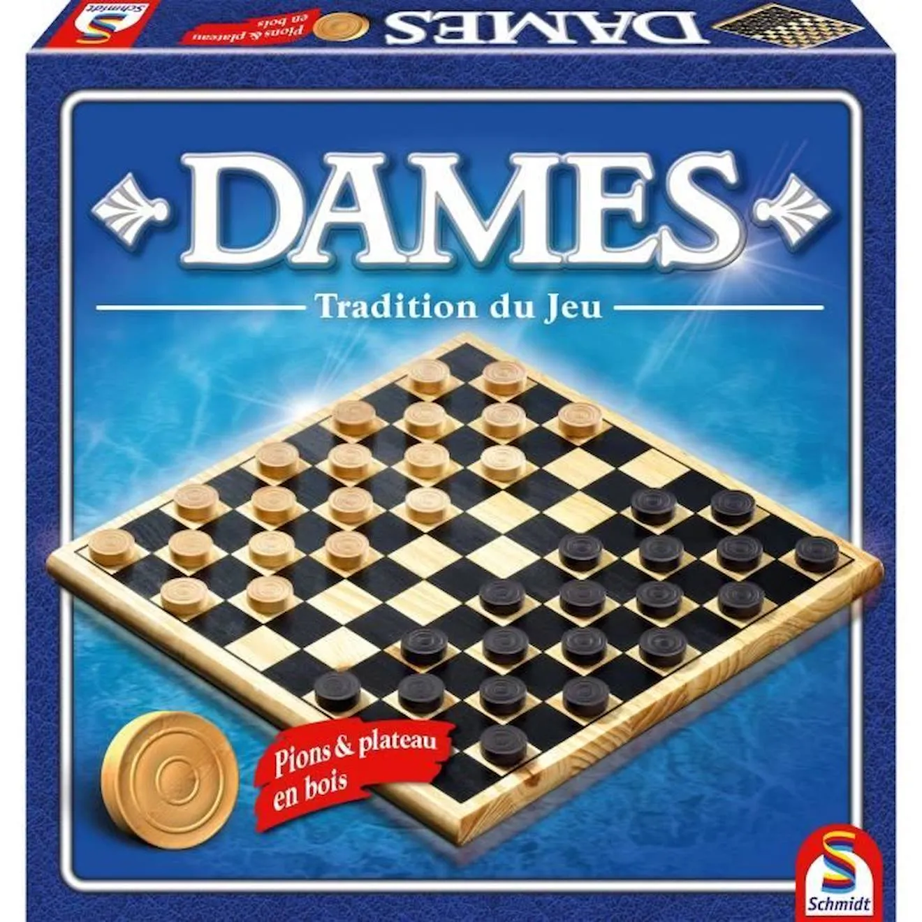 Dames bois tradition - jeu de société - SCHMIDT AND SPIELE noir - Schmidt