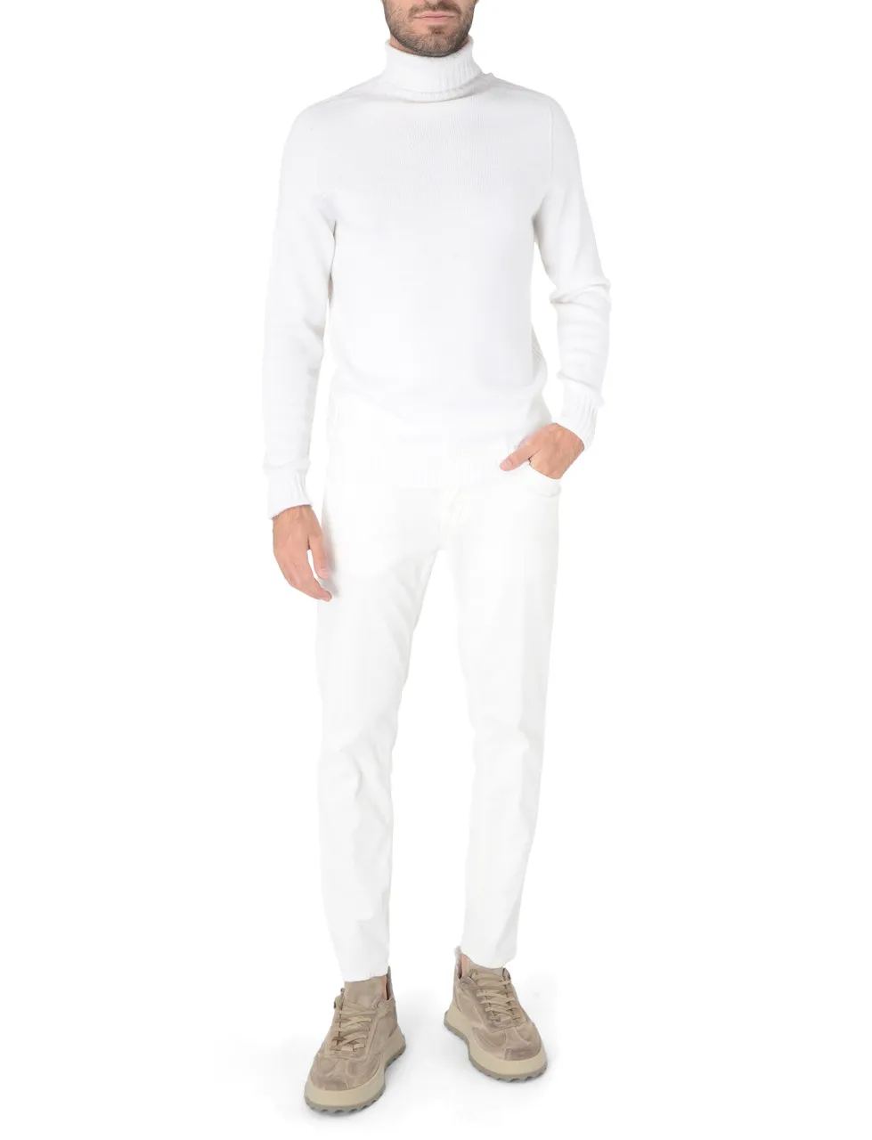 Dondup Pantalon Brighton en velours blanc