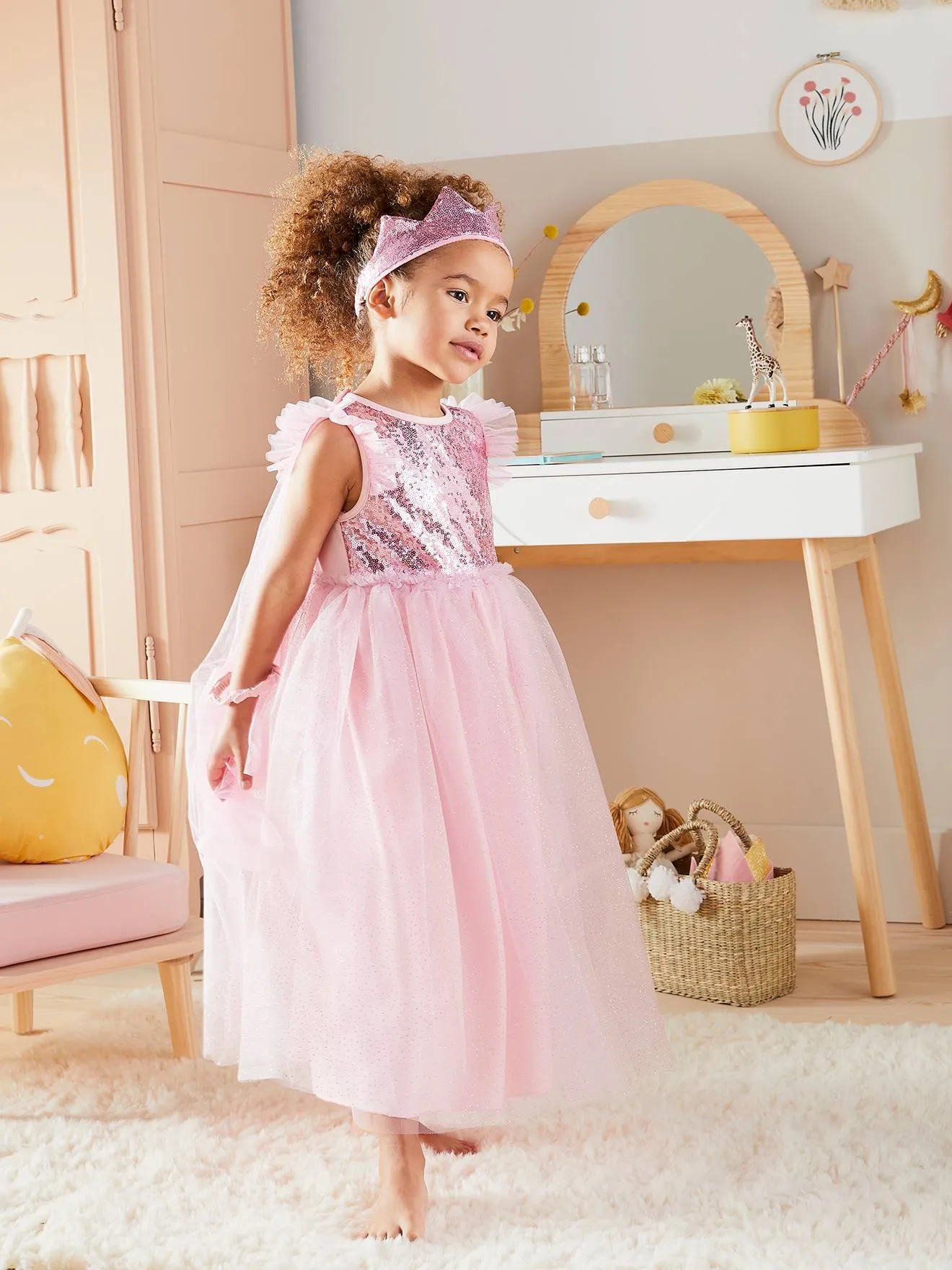 Déguisement de princesse avec voile et couronne rouge - Vertbaudet