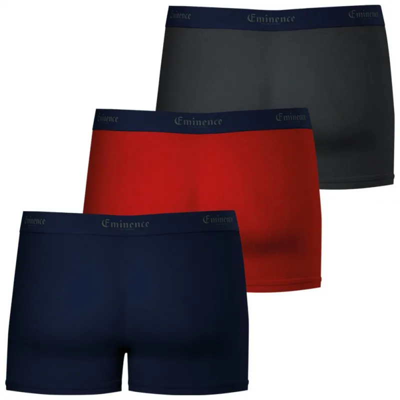 EMINENCE Lot de 3 Boxers Homme Coton MILLESIME Marine Rouge gris