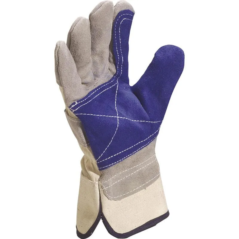 Gant manutention cuir gris/bleu ( p/12paires) ** DELTAPLUS