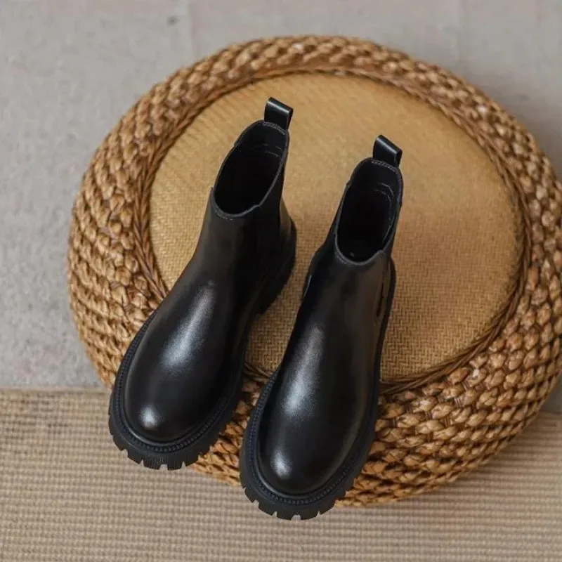 Loretta - Bottes Chelsea en cuir pour femmes avec empiècements élastiq