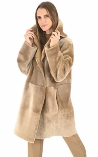 Manteau peau lainée miel Manzoni 24 - La Canadienne - Manteaux et 7/8 Peau Lainée Miel