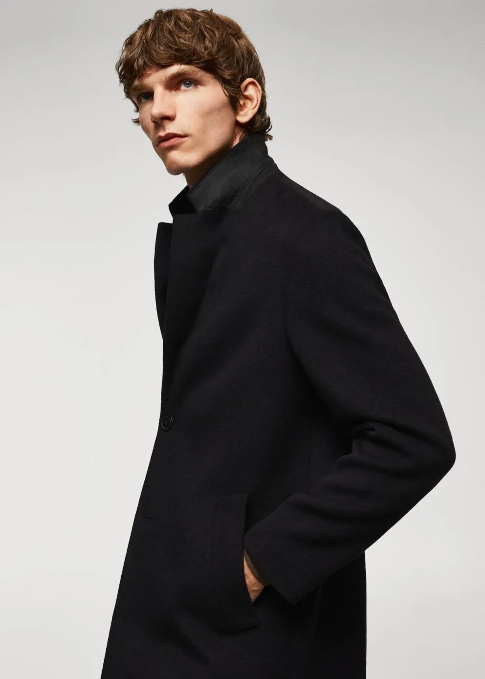 Manteaux | Homme MANGO Manteau Laine Recyclée Noir