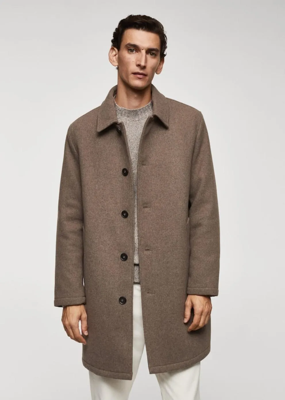Manteaux | Homme MANGO Manteau Laine Thermorégulateur Marron Moyen