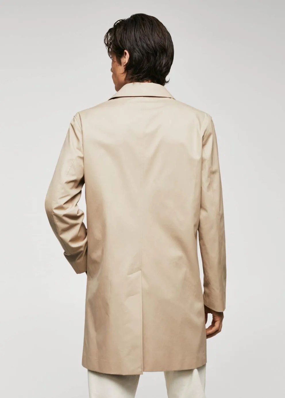 Manteaux | Homme MANGO Trench Coton Hydrofuge Gris Clair/pastel