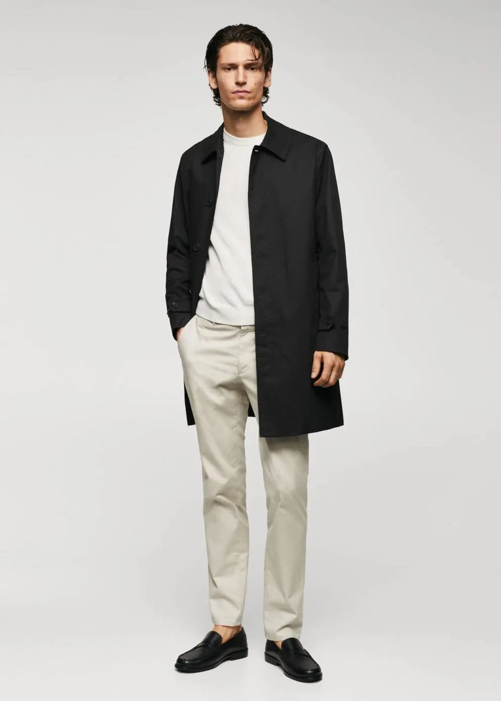 Manteaux | Homme MANGO Trench Coton Hydrofuge Noir