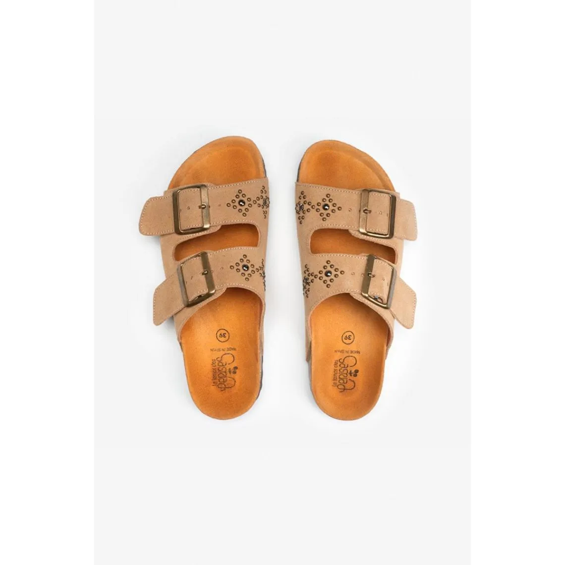 Mules cloutées Naomie beige en cuir Bree | 3 Suisses