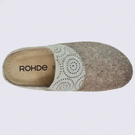 Mules Rohde, mules à strass femme en feutre beige | Igert Chaussures&Maroquinerie