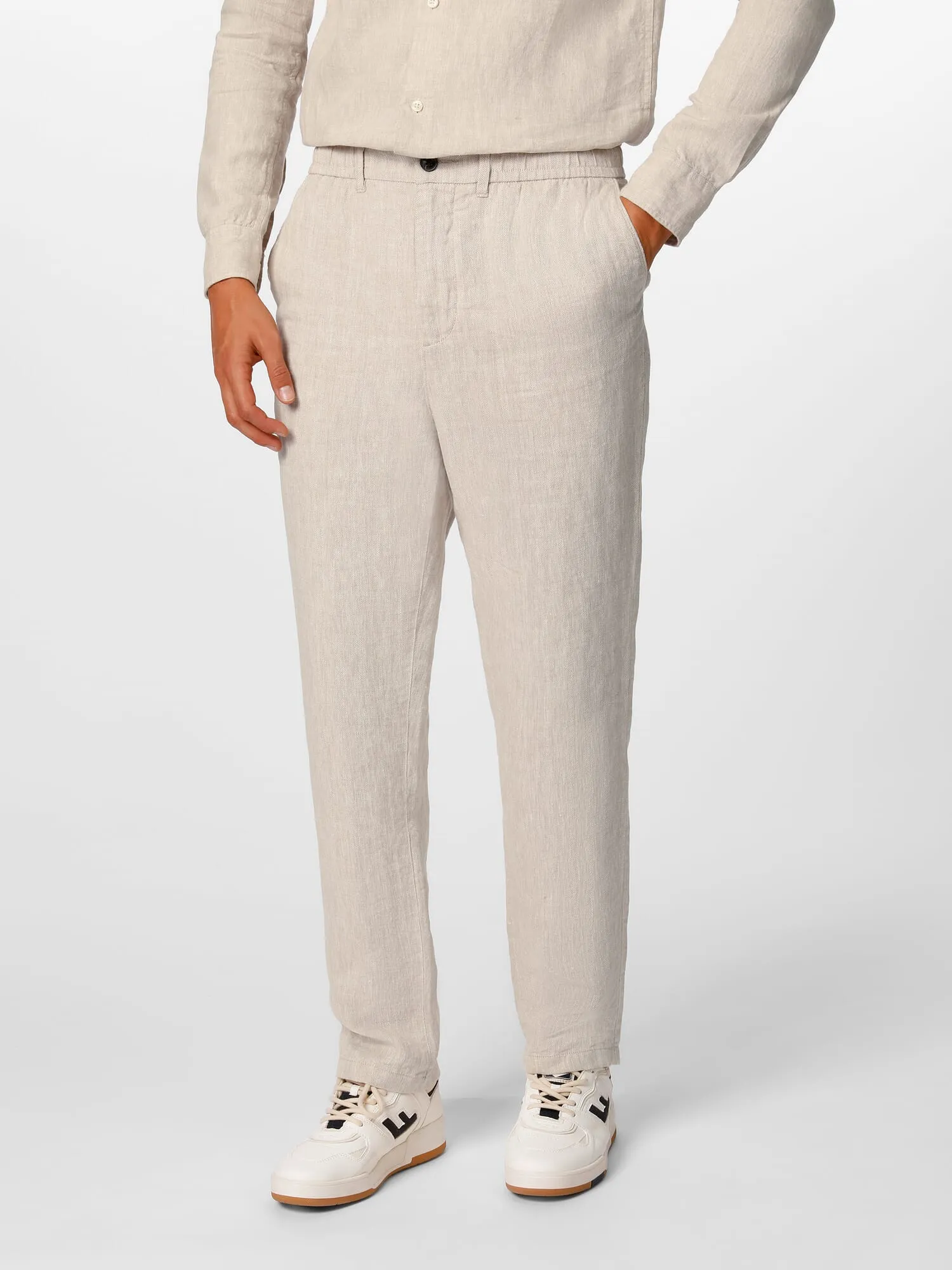 Pantalon en lin à chevrons pour hommes