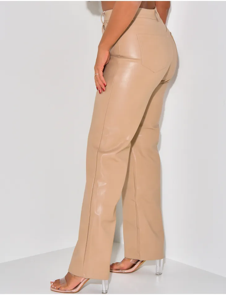 Pantalon en similicuir coupe large / 56765 - JEANS INDUSTRY