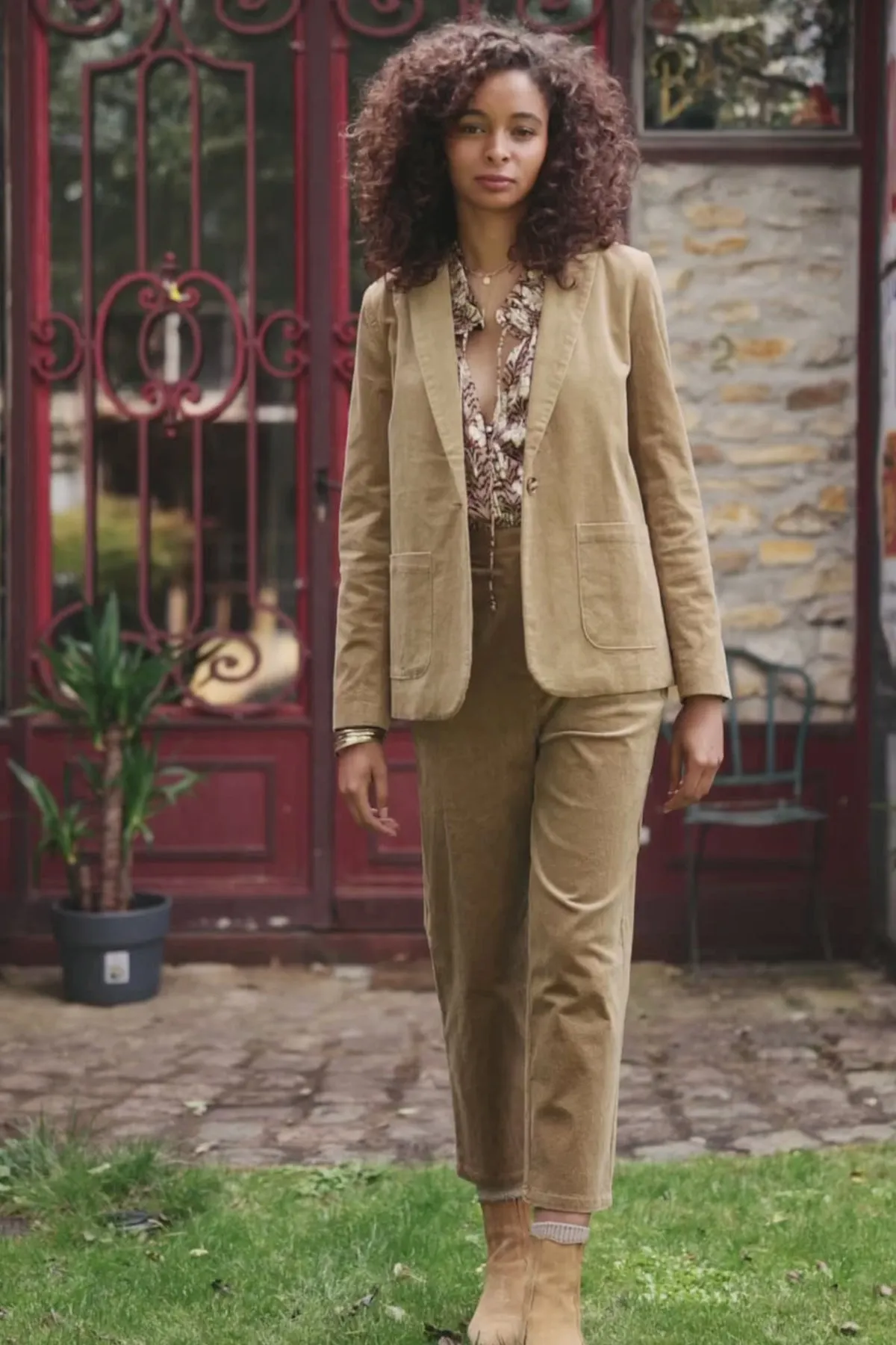 Pantalon en velours beige - Pamela