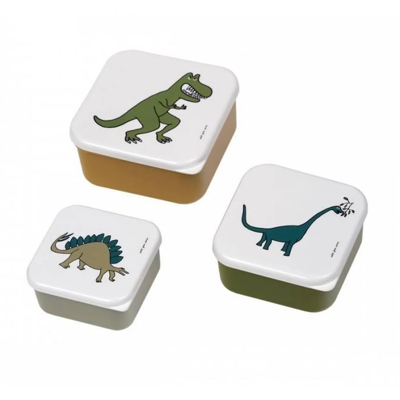 Petit Jour - Set de 3 Lunch box Les dinosaures blanc - Petit Jour