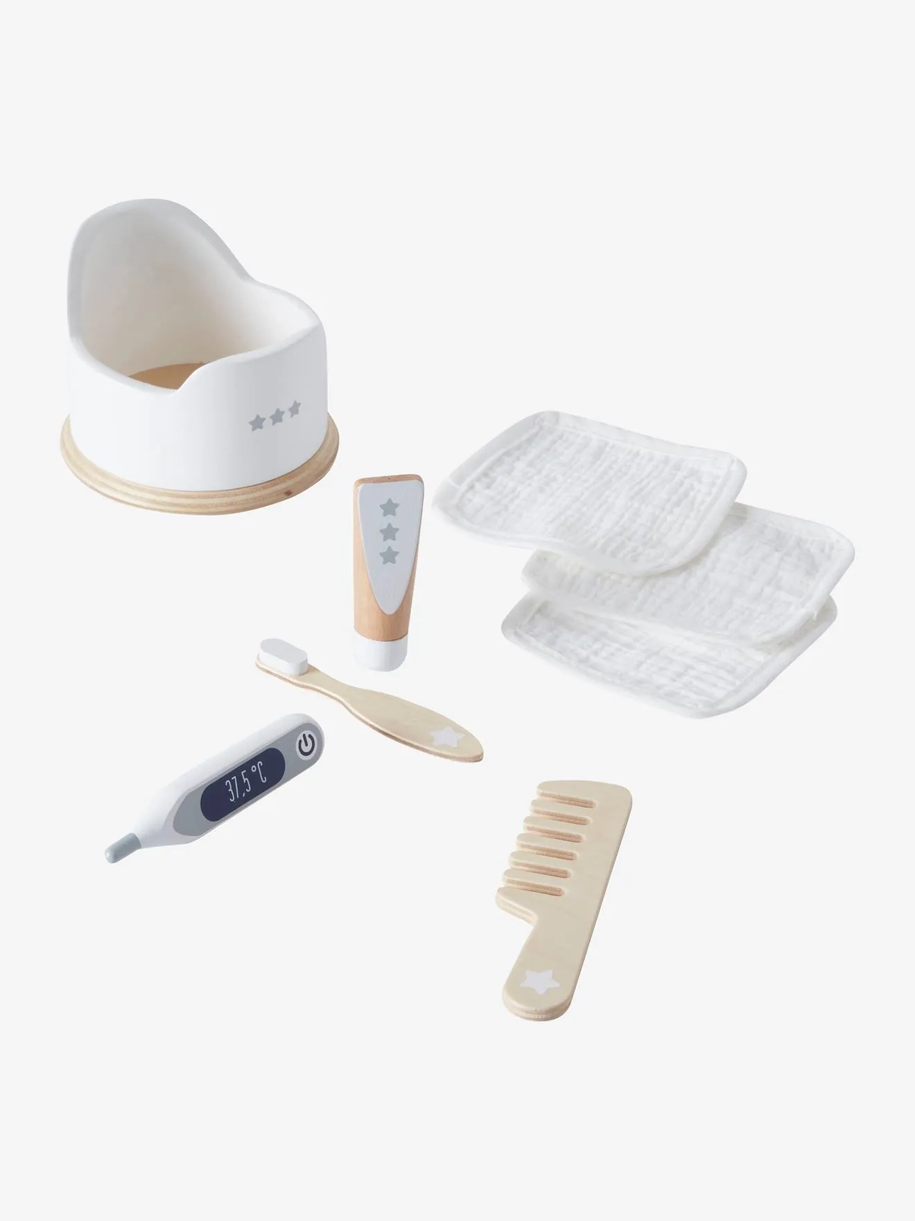 Set accessoires hygiène poupon en bois FSC® blanc - Vertbaudet