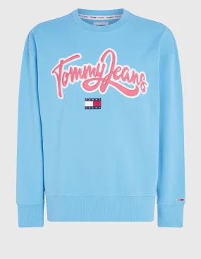 Sudadera Tommy Jeans Universitaria con Logo Azul Hombre