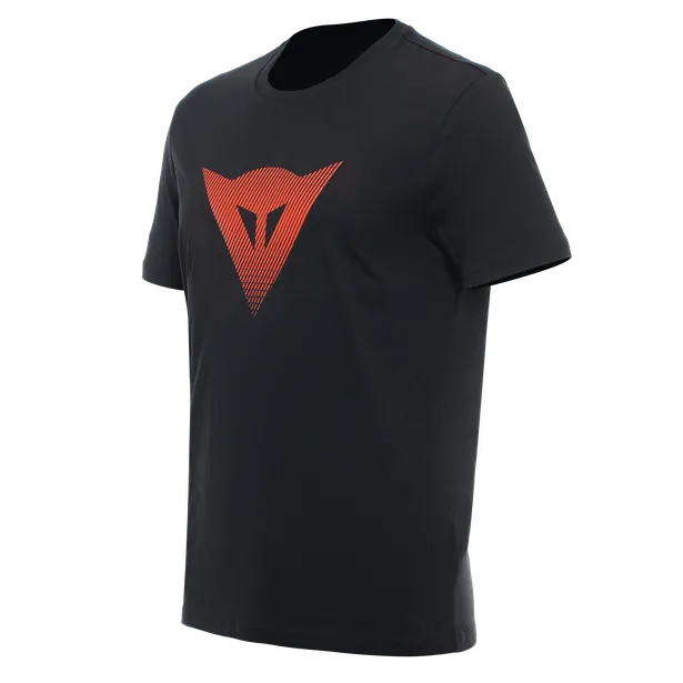 T-SHIRT DAINESE LOGO NOIR ROUGE FLUO