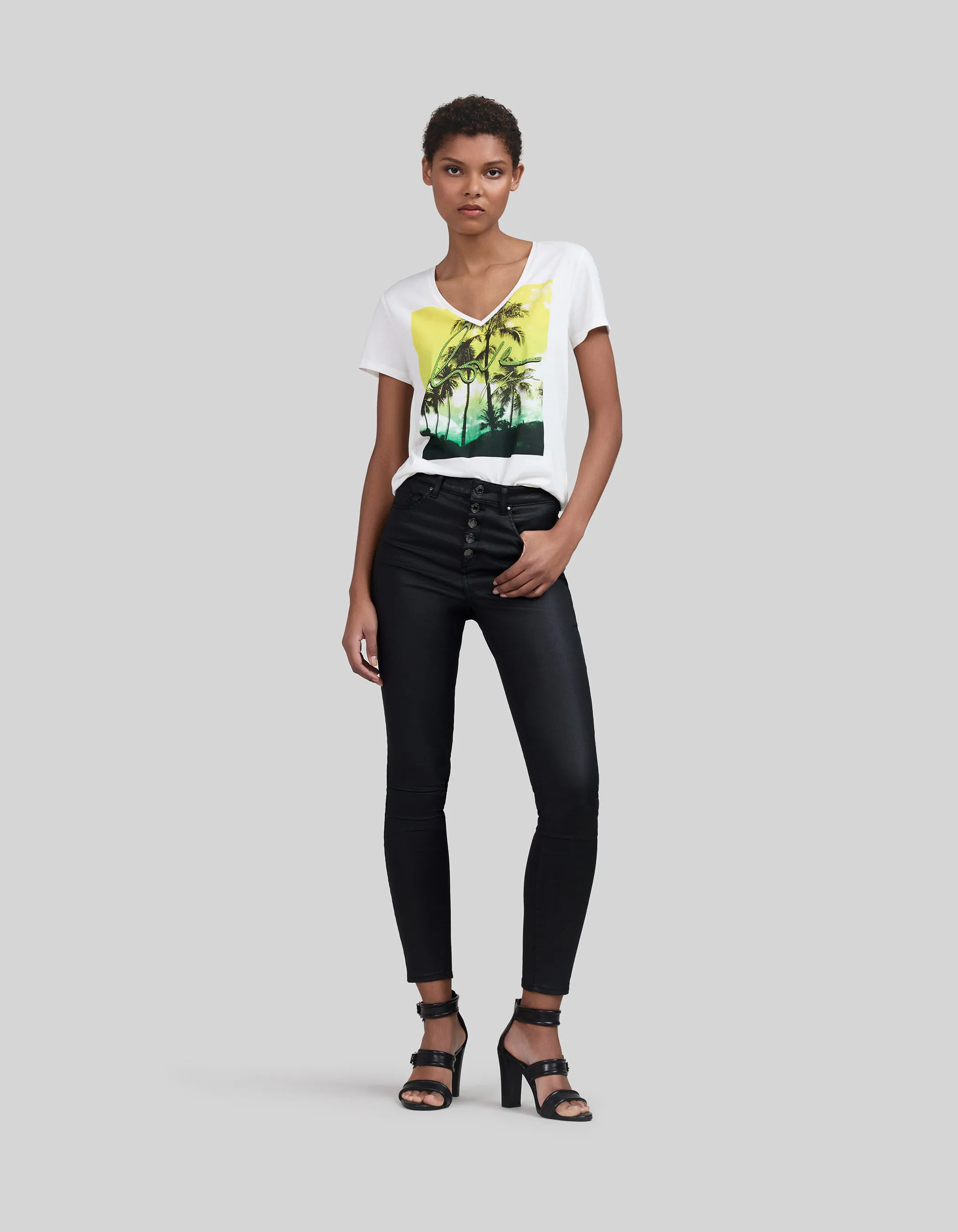 Tee-shirt blanc cassé message flocage velours Femme