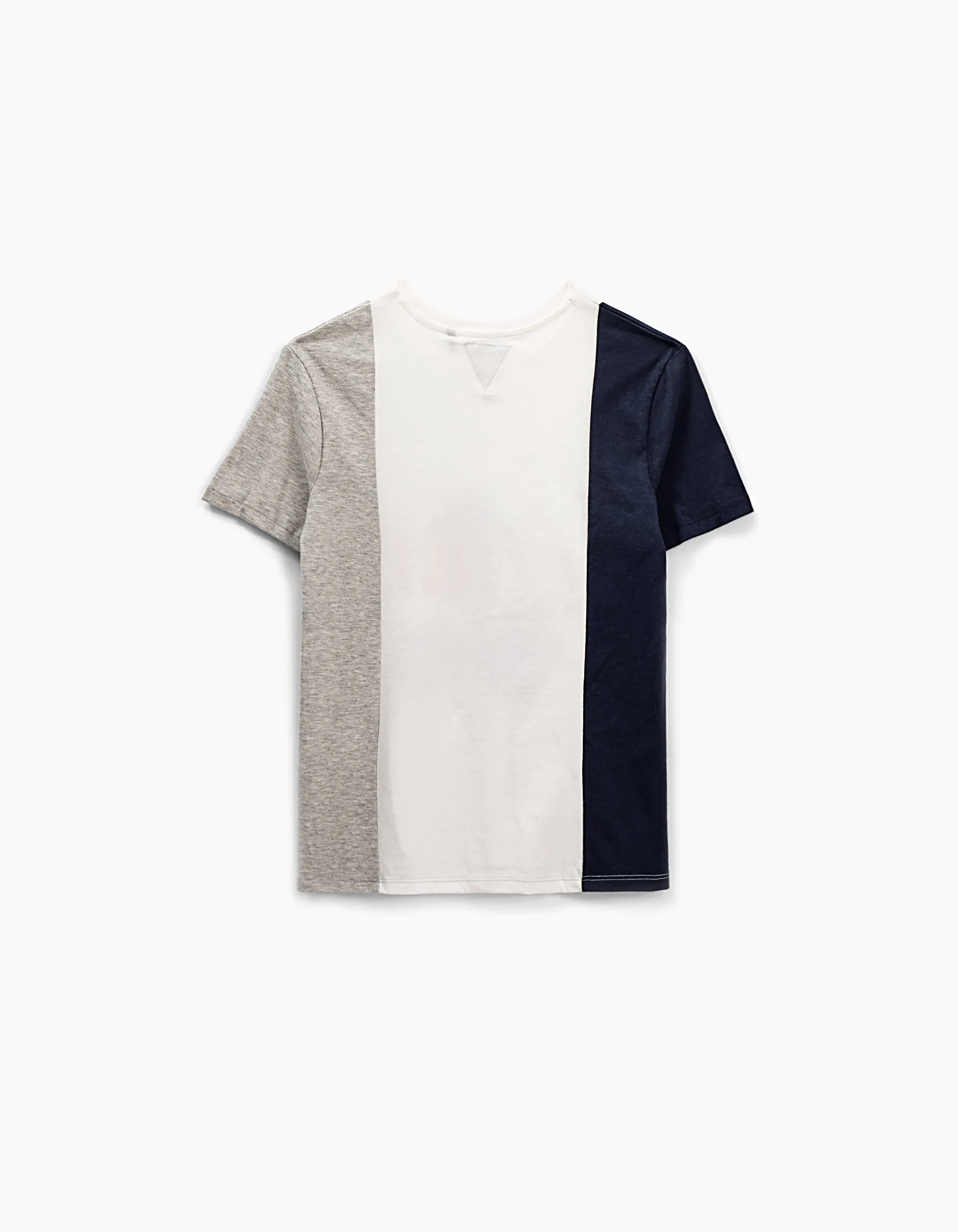 Tee-shirt blanc cassé, navy et gris à palmiers garçon 