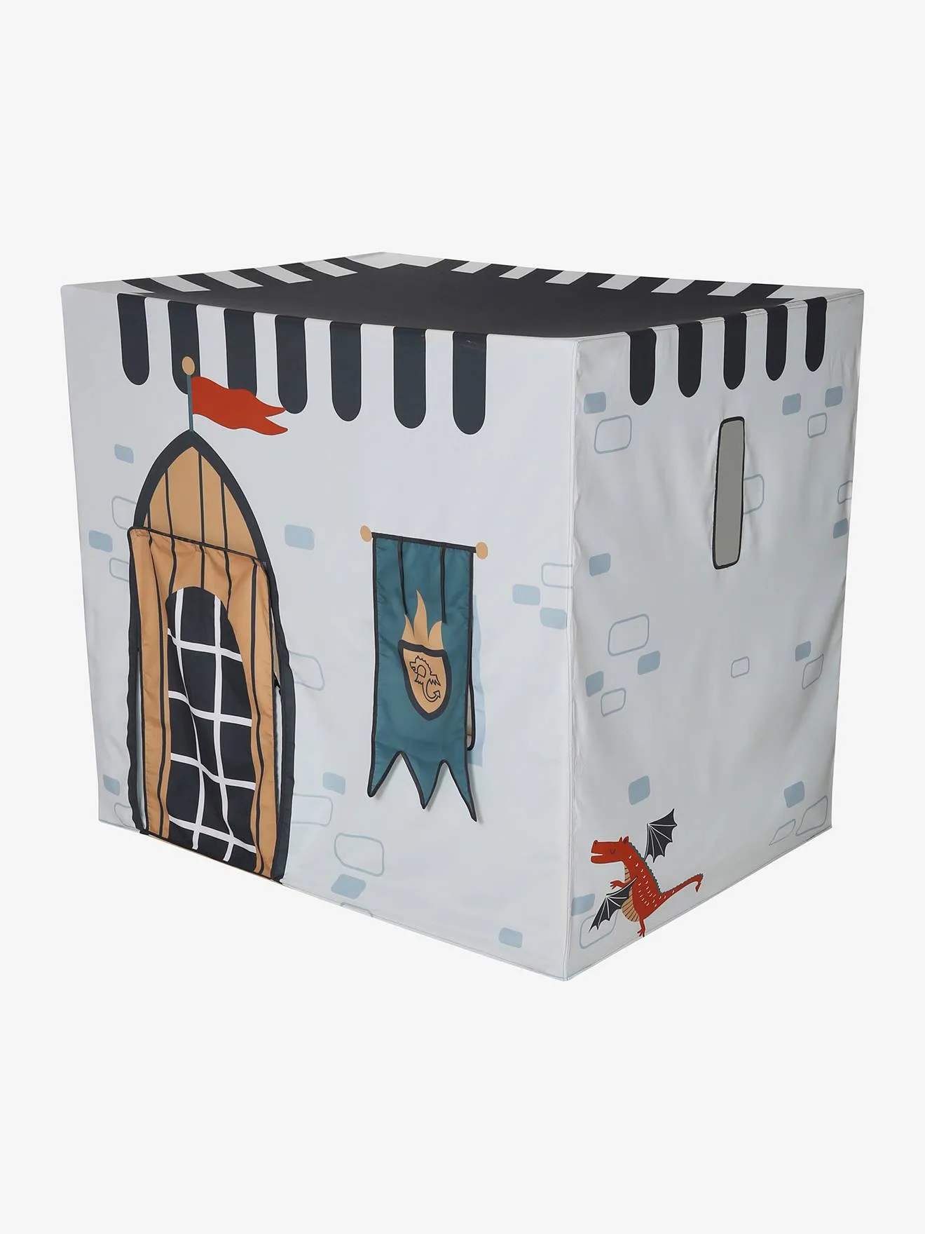 Tente château fort en tissu et bois rouge - Vertbaudet