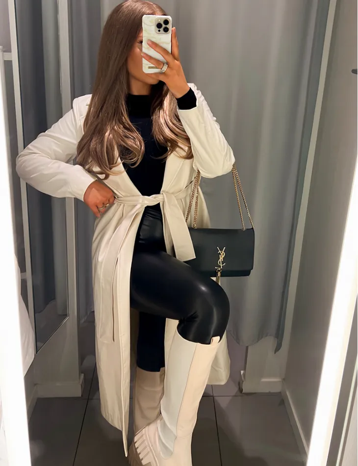 Trench long en cuir vegan / 47604 - JEANS INDUSTRY