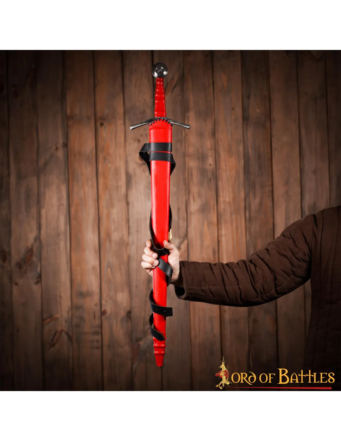 Épée médiévale Oakeshott type XVI, étui en cuir rouge ⚔️ Boutique Épées